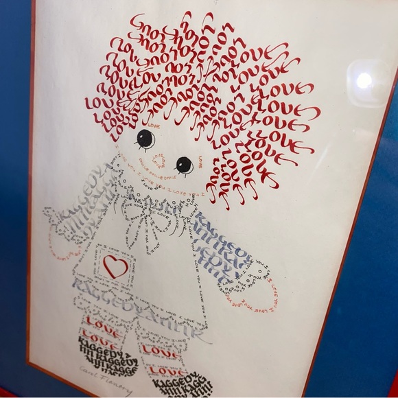 SOLD. Vintage Raggedy Ann Framed Artwork Art Painting 1980s Handmade Vtg Carol - Picture 2 of 7
